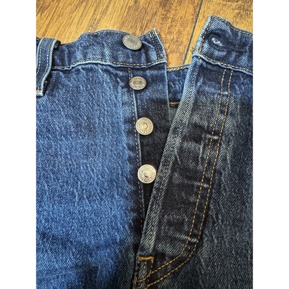 Levi's 501 Denim Shorts Women's Size W 29 Blue Distressed Hem Button Fly - Picture 6 of 6